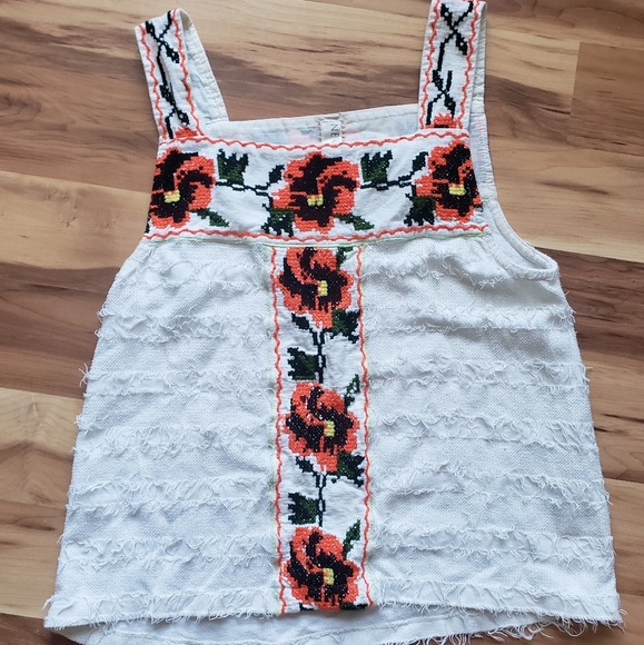 Free People Tops - FP New Romantics Boho Tank Top embroidered floral Size Small